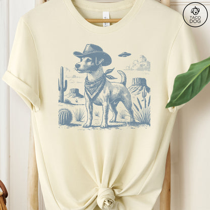 Jack Russell Cowboy UFO T-Shirt Natural Taco-Dog