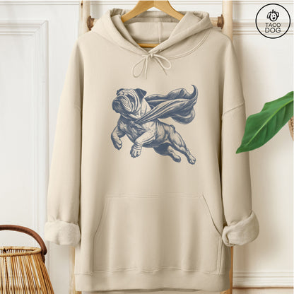 English Bulldog Flying Cape Hoodie Sand