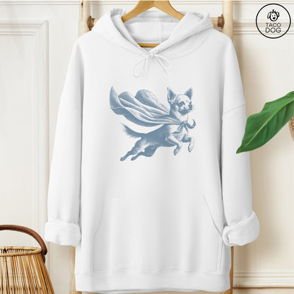 Chihuahua Flying Cape Hoodie White Taco-Dog