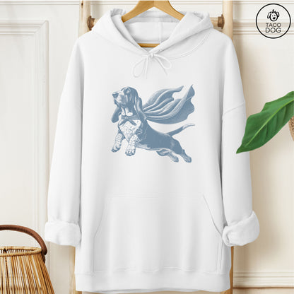 Basset Hound Flying Cape Hoodie White Taco-Dog