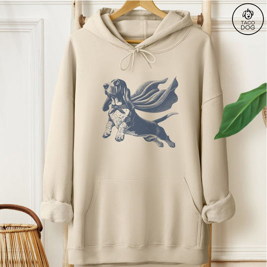 Basset Hound Flying Cape Hoodie Sand Taco-Dog