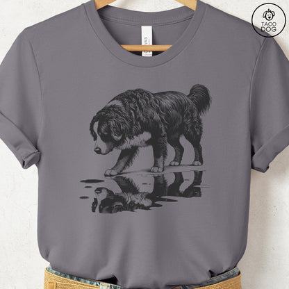 Bernese Mountain Dog Puddle Reflection T-Shirt Storm Taco-Dog