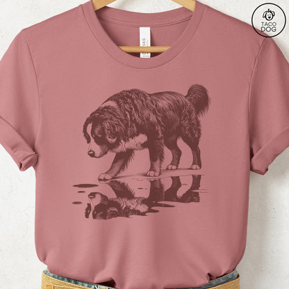 Bernese Mountain Dog Puddle Reflection T-Shirt Heather Mauve Taco-Dog
