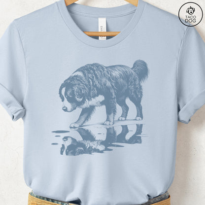 Bernese Mountain Dog Puddle Reflection T-Shirt Light Blue Taco-Dog