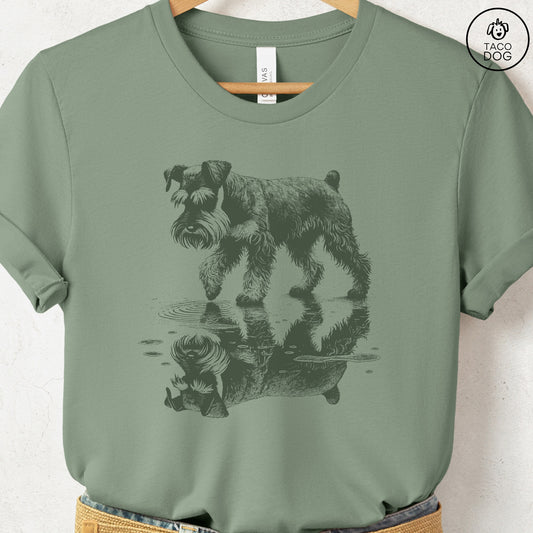 Schnauzer Puddle Reflection T-Shirt Sage