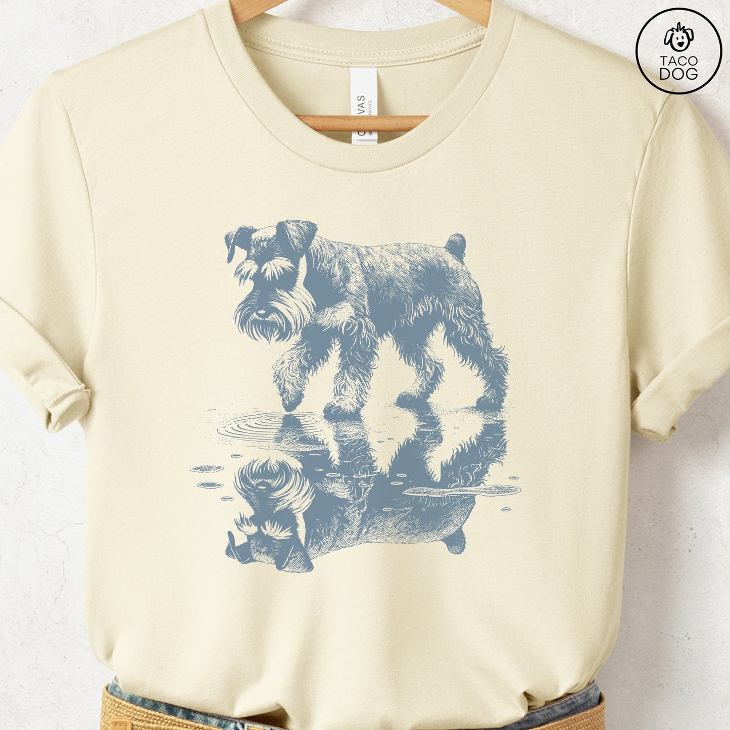 Schnauzer Puddle Reflection T-Shirt Natural