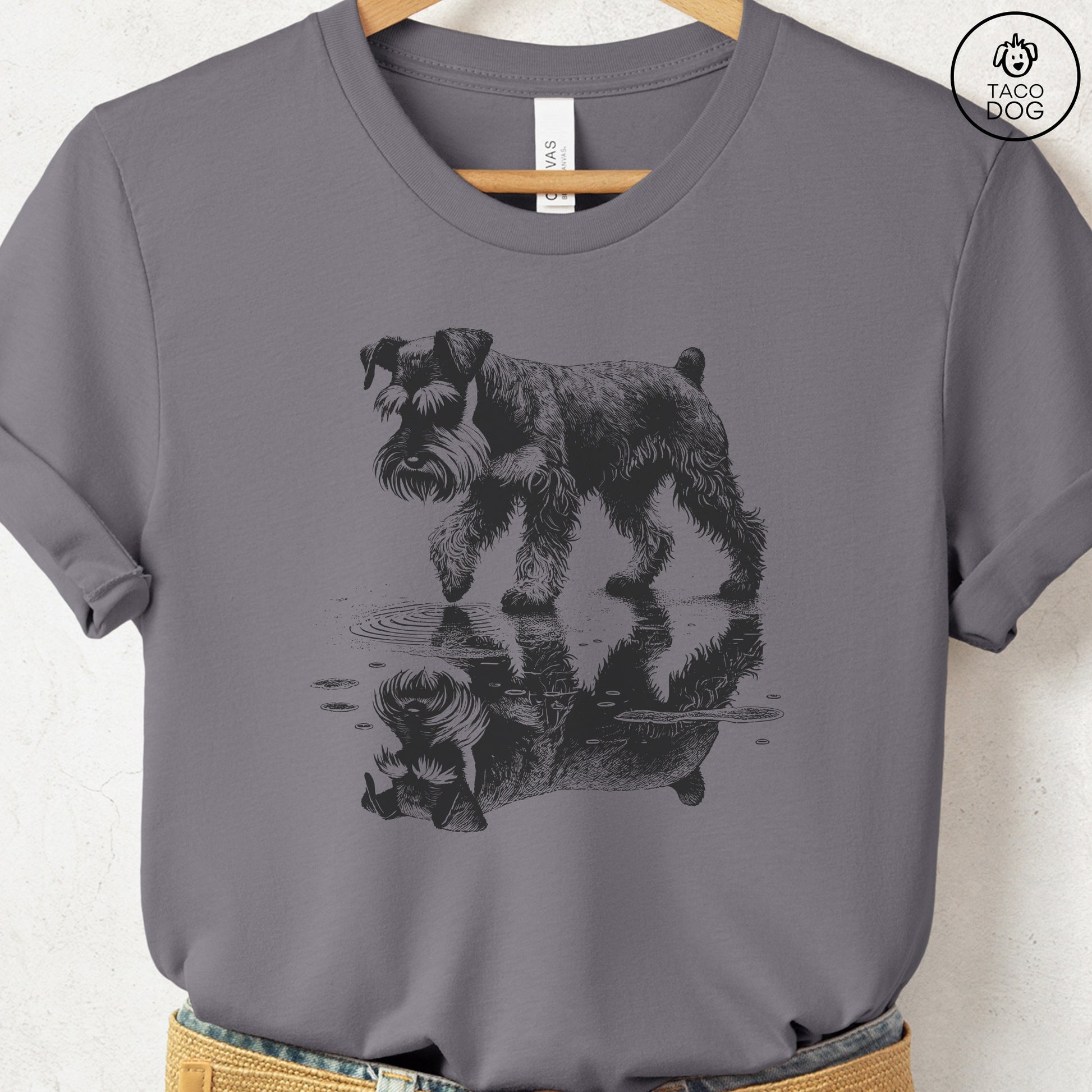 Schnauzer Puddle Reflection T-Shirt Storm