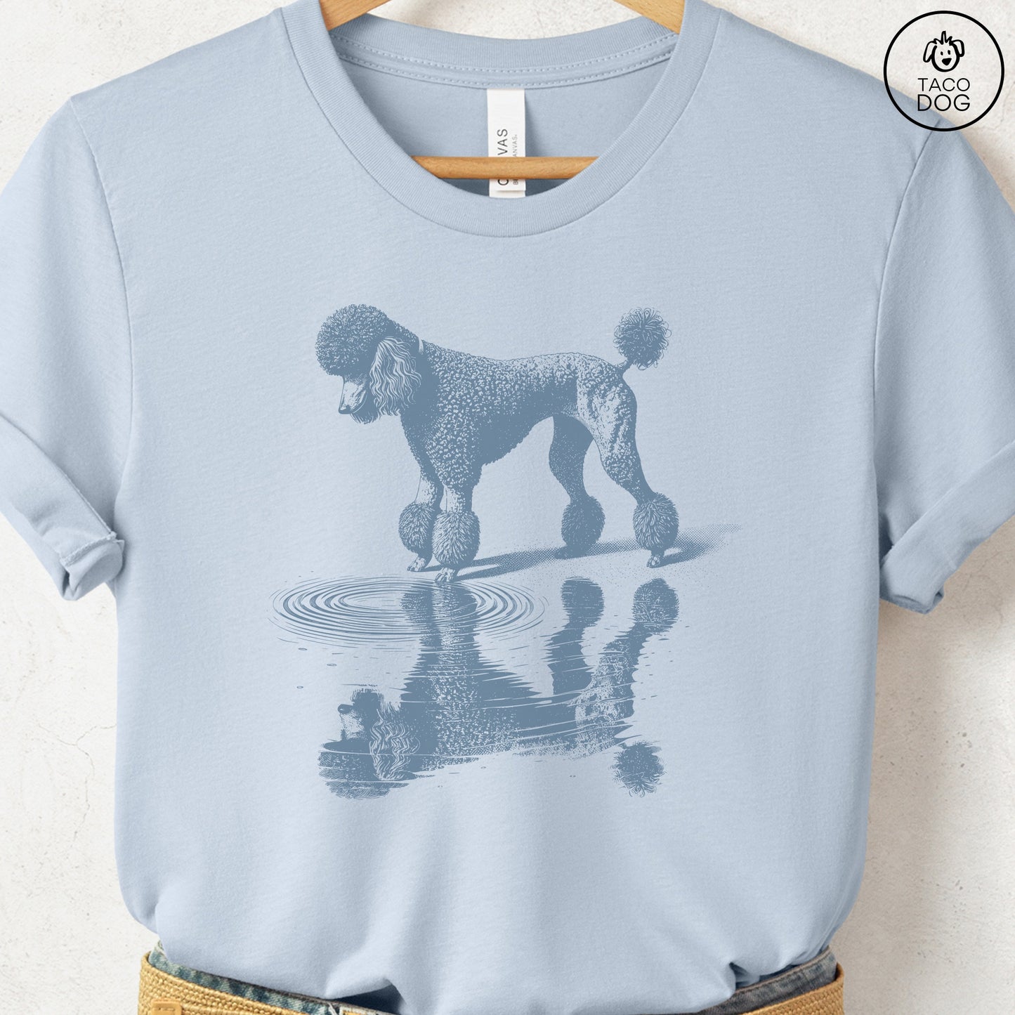 Poodle Puddle Reflection T-Shirt Light Blue