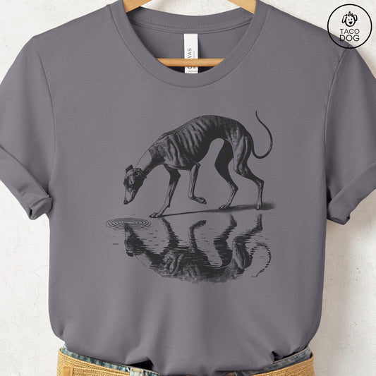 Italian Greyhound Whippet Iggy Puddle Reflection T-Shirt Storm Taco-Dog