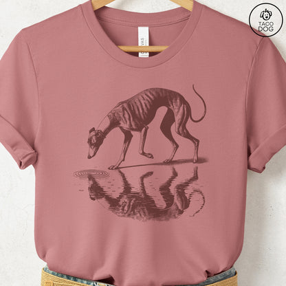 Italian Greyhound Whippet Iggy Puddle Reflection T-Shirt Heather Mauve Taco-Dog