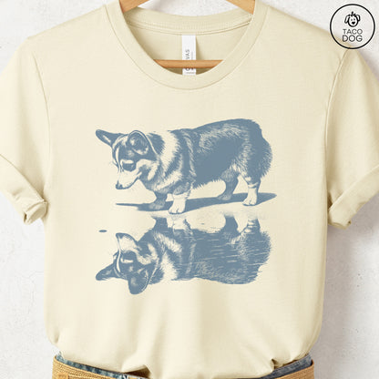 Corgi Puddle Reflection T-Shirt Natural