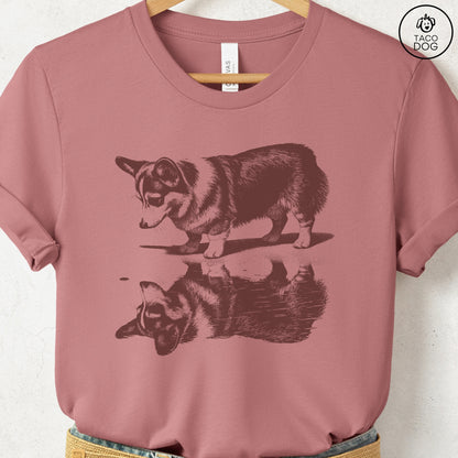 Corgi Puddle Reflection T-Shirt Heather Mauve