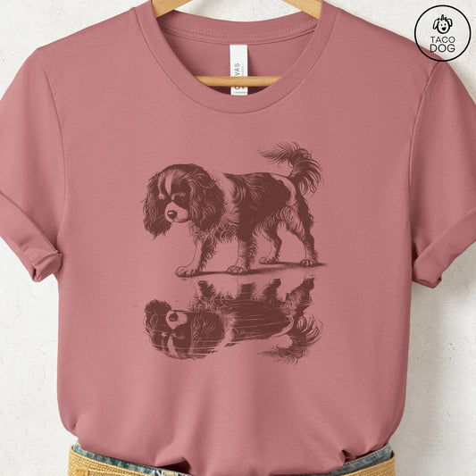 Cavalier King Charles Spaniel Puddle Reflection T-Shirt Heather Mauve