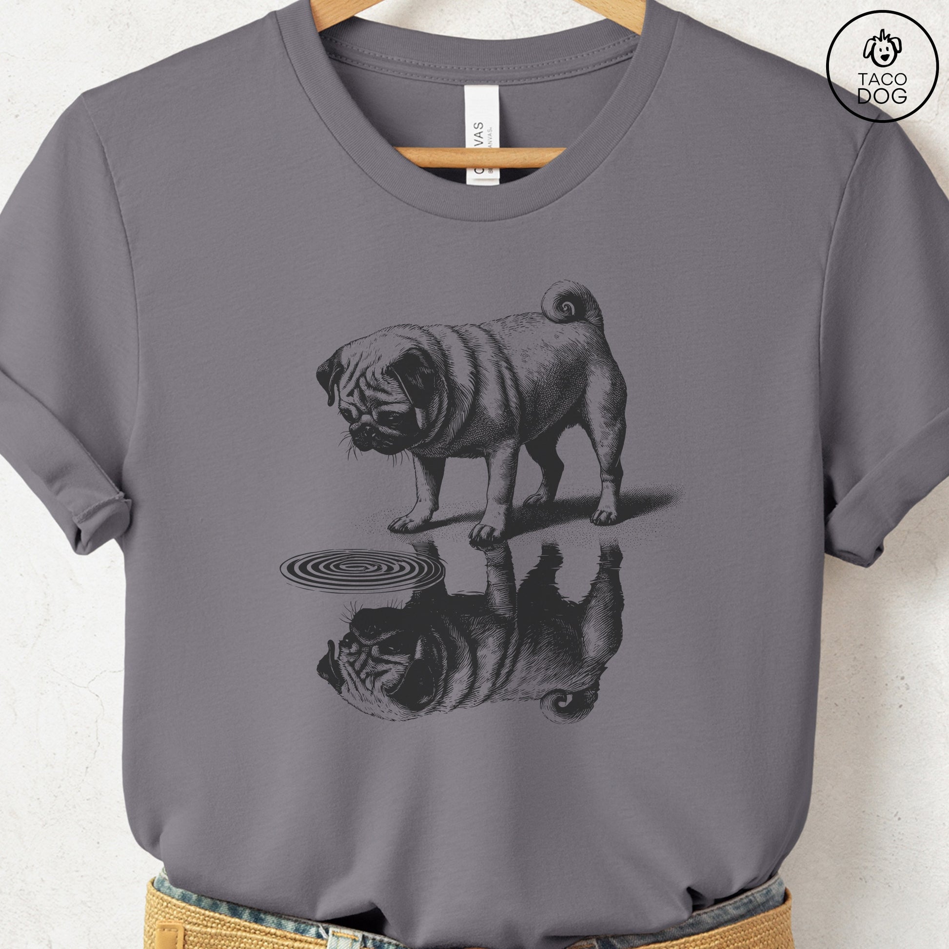 Pug Puddle Reflection T-Shirt Storm