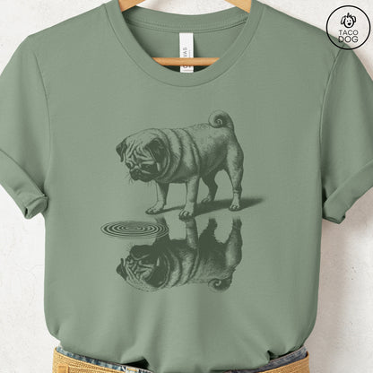 Pug Puddle Reflection T-Shirt Sage