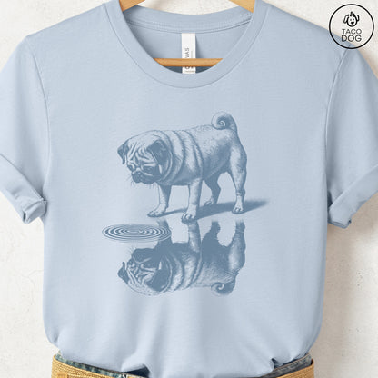 Pug Puddle Reflection T-Shirt Light Blue