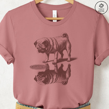 Pug Puddle Reflection T-Shirt Heather Mauve
