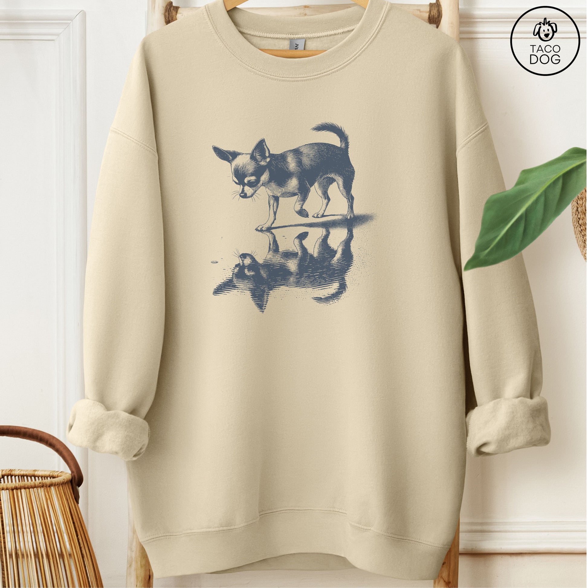 Chihuahua Puddle Reflection Sweatshirt Sand