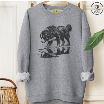 Bernese Mountain Dog Puddle Reflection Sweatshirt Graphite Heather