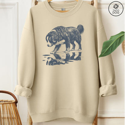 Bernese Mountain Dog Puddle Reflection Sweatshirt Sand