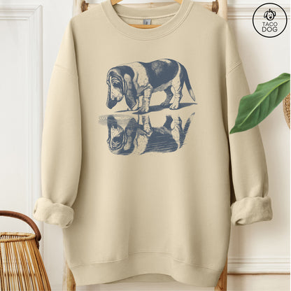 Basset Hound Puddle Reflection Sweatshirt Sand Taco-Dog