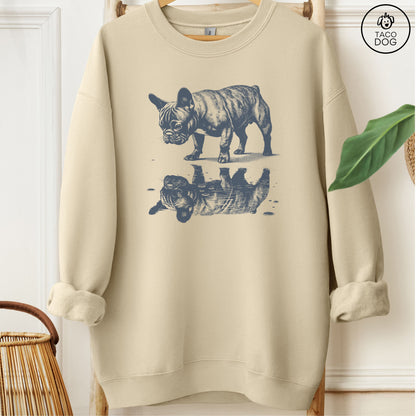 French Bulldog Frenchie Puddle Reflection Sweatshirt Sand Taco-Dog