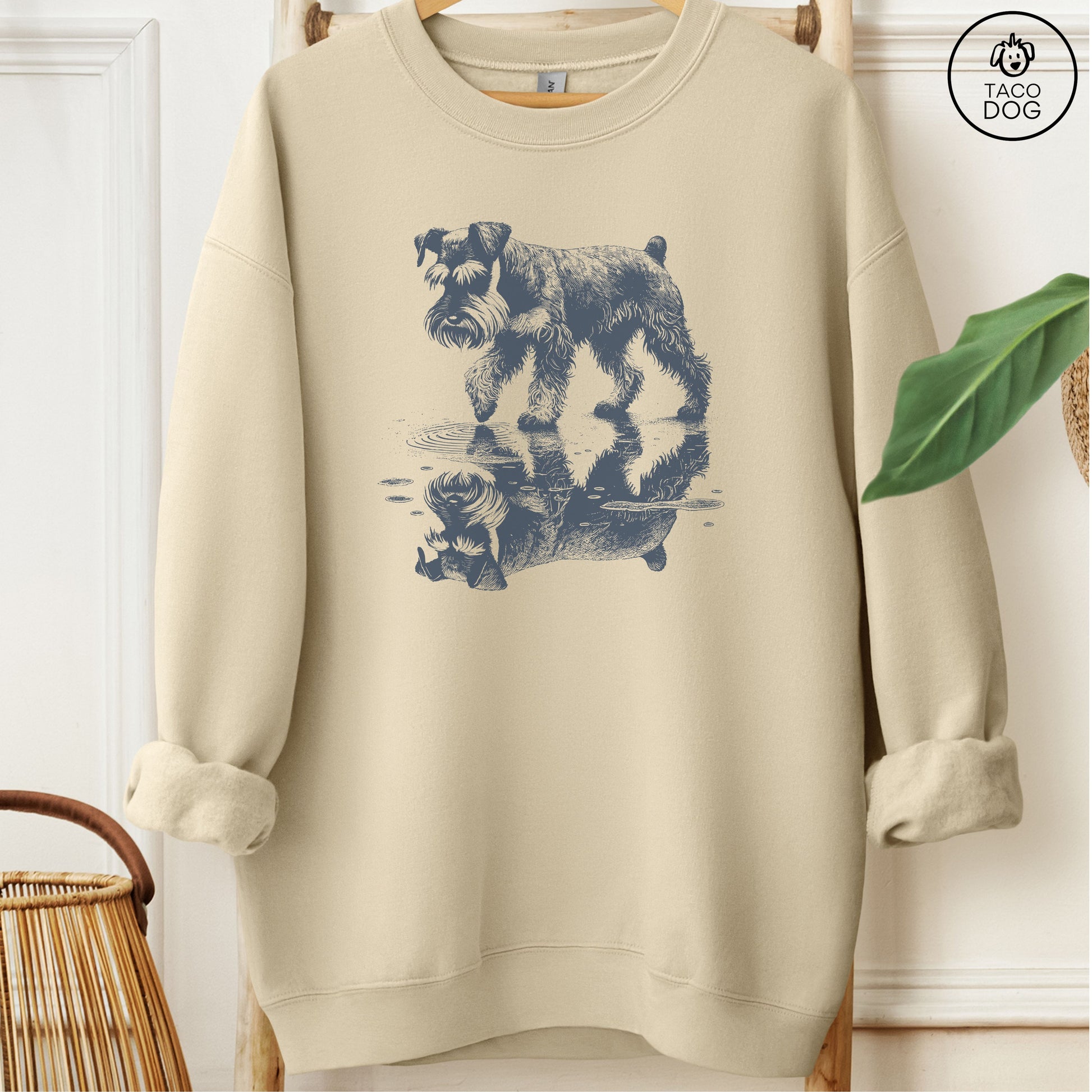 Schnauzer Puddle Reflection Sweatshirt Sand