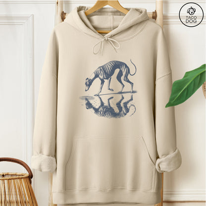 Italian Greyhound Whippet Iggy Puddle Reflection Hoodie Sand Taco-Dog