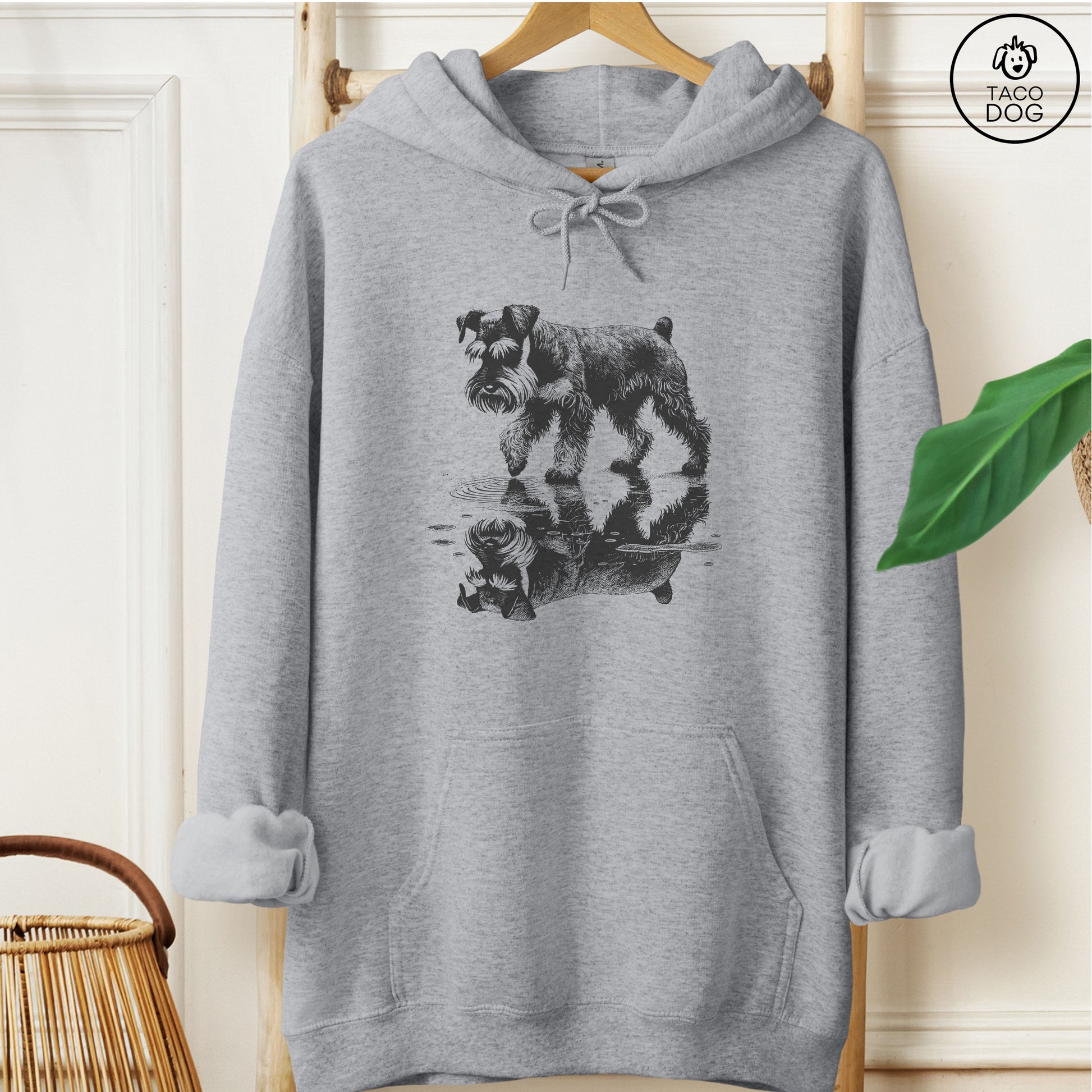 Schnauzer Puddle Reflection Hoodie Graphite Heather