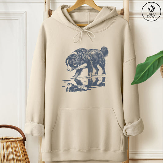 Bernese Mountain Dog Puddle Reflection Hoodie Sand Taco-Dog