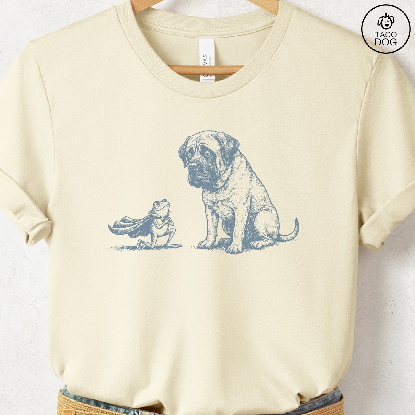 Mastiff & Frog T-Shirt Natural Taco-Dog