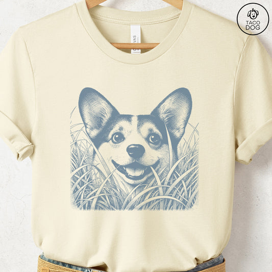 Corgi in the Grass T-Shirt Natural