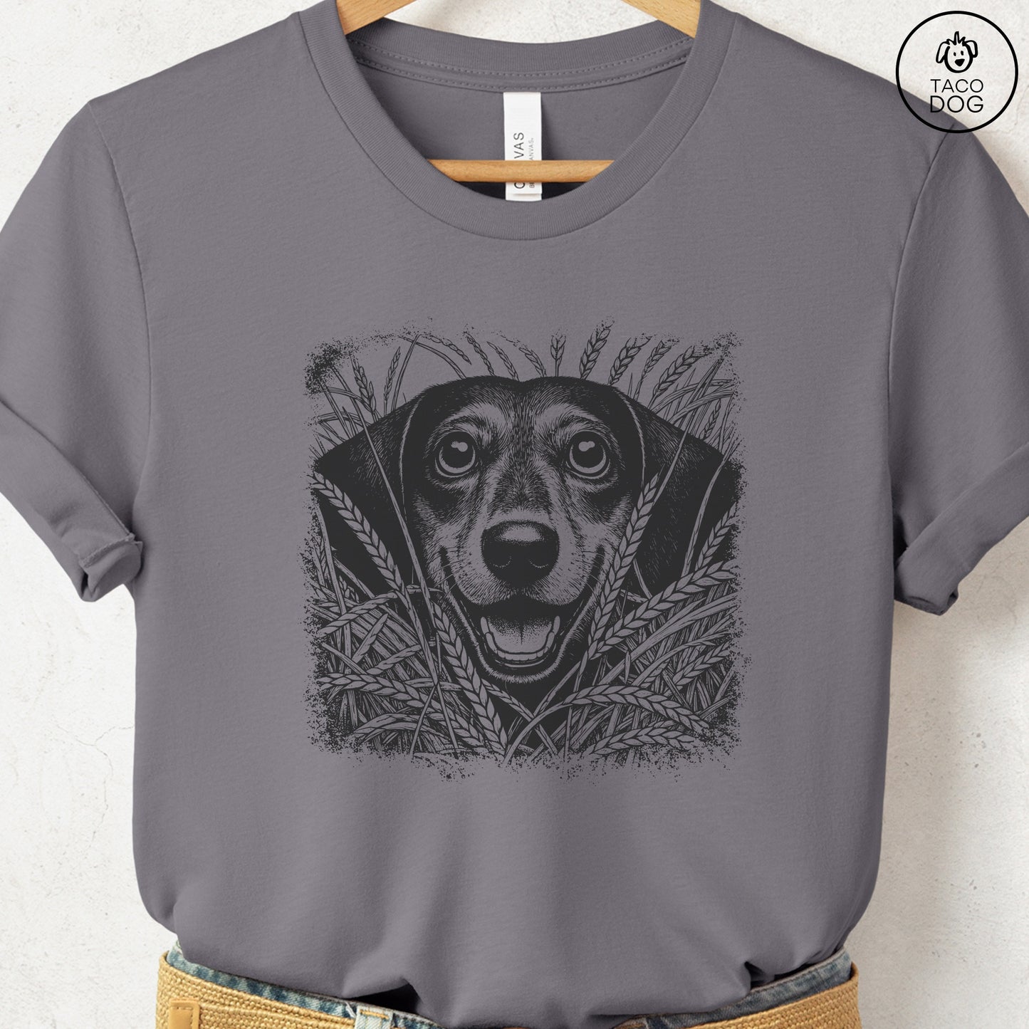 Dachshund Weenie in the Grass T-Shirt Storm Taco-Dog