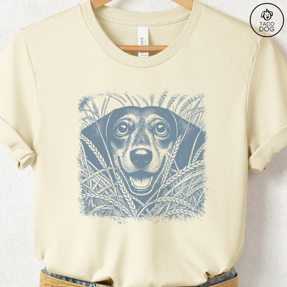 Dachshund Weenie in the Grass T-Shirt Natural Taco-Dog