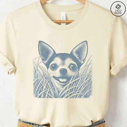 Chihuahua in the Grass T-Shirt Natural Taco-Dog