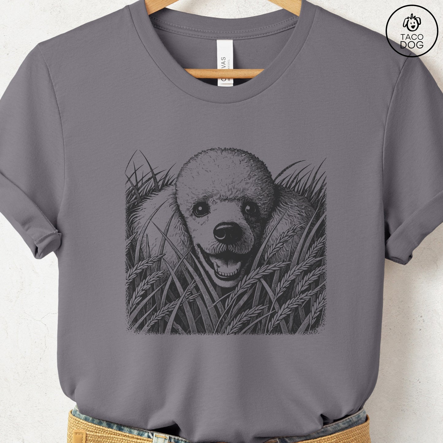 Poodle in the Grass T-Shirt Storm Taco-Dog