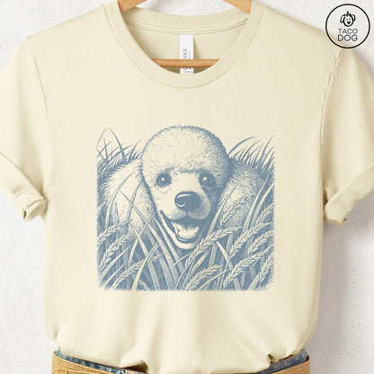 Poodle in the Grass T-Shirt Natural Taco-Dog