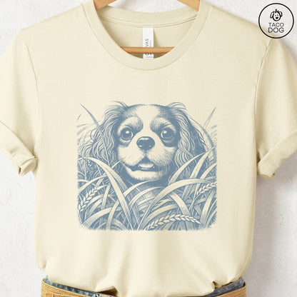 Cavalier King Charles Spaniel in the Grass T-Shirt Natural Taco-Dog