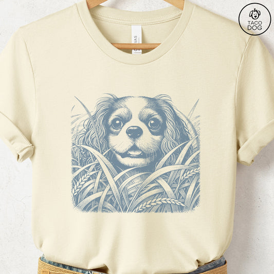 Cavalier King Charles Spaniel in the Grass T-Shirt Natural