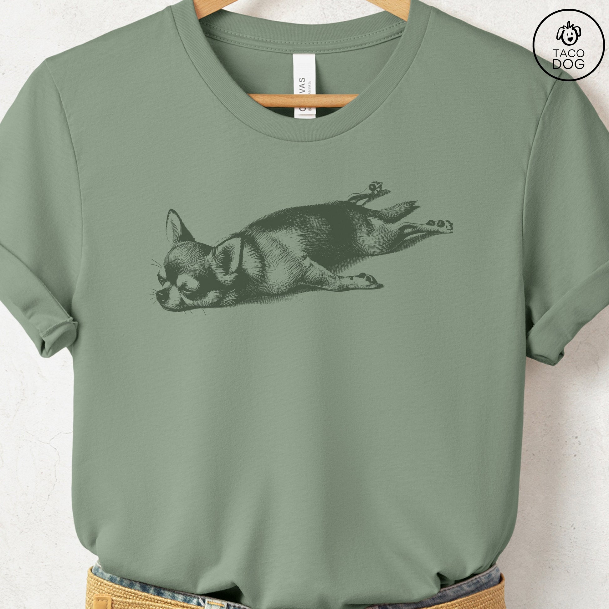 Chihuahua Sploot T-Shirt Sage