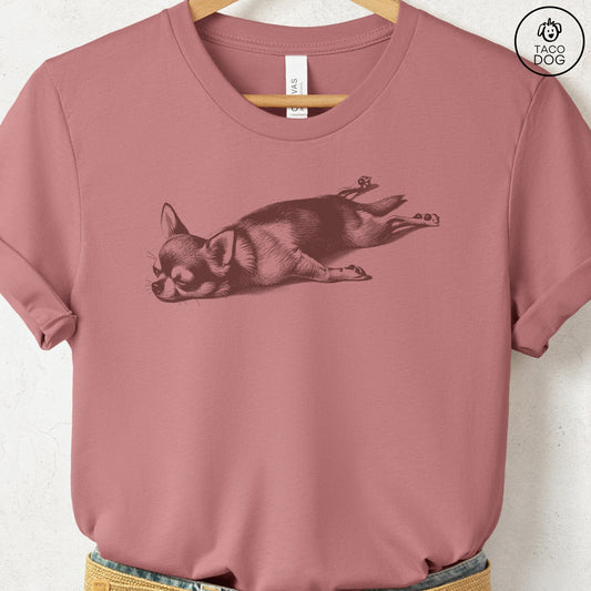 Chihuahua Sploot T-Shirt Heather Mauve
