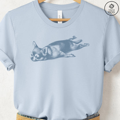 Chihuahua Sploot T-Shirt Light Blue
