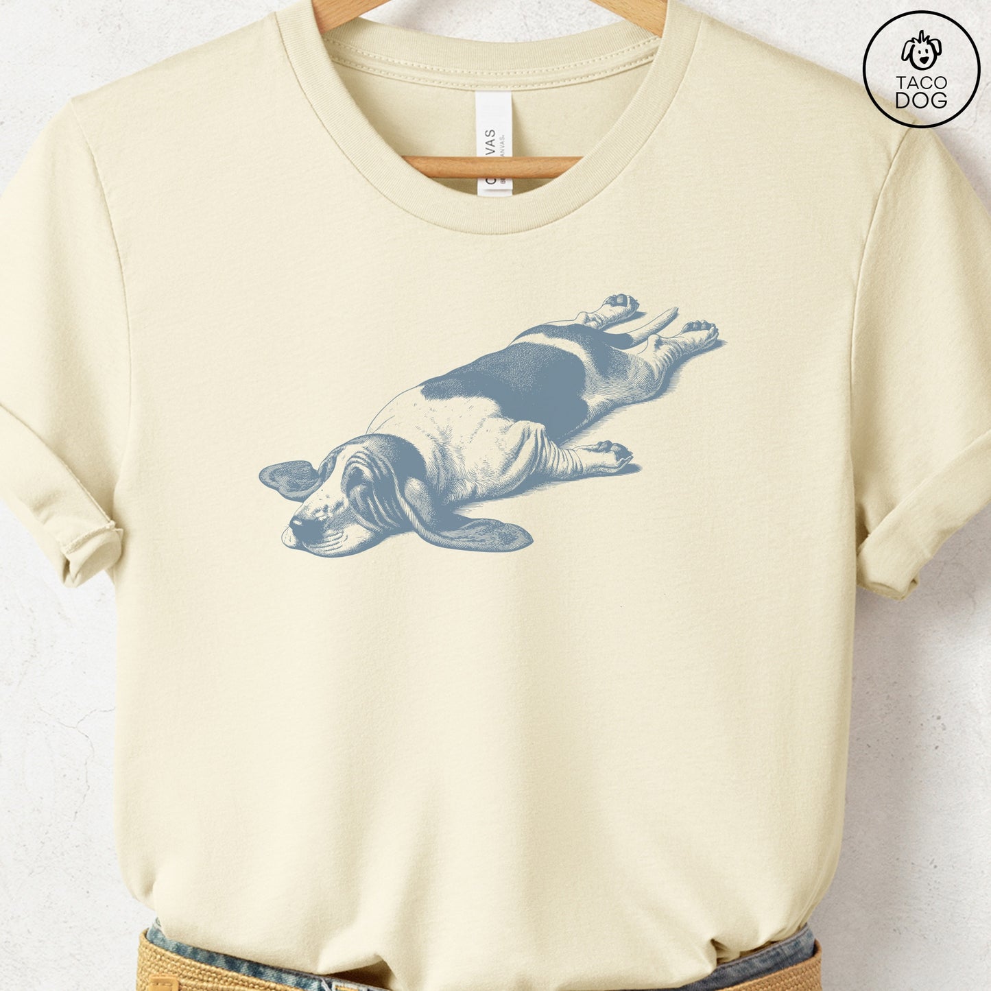 Basset Hound Sploot T-Shirt Natural