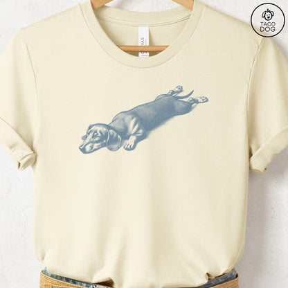 Dachshund Weenie Sploot T-Shirt Natural Taco-Dog