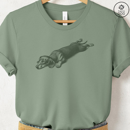 Dachshund Weenie Sploot T-Shirt Sage