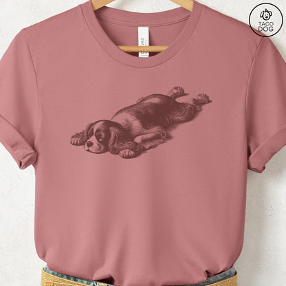 Cavalier King Charles Spaniel Sploot T-Shirt Heather Mauve