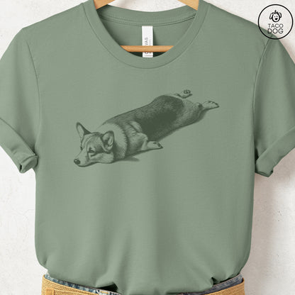 Corgi Sploot T-Shirt Sage