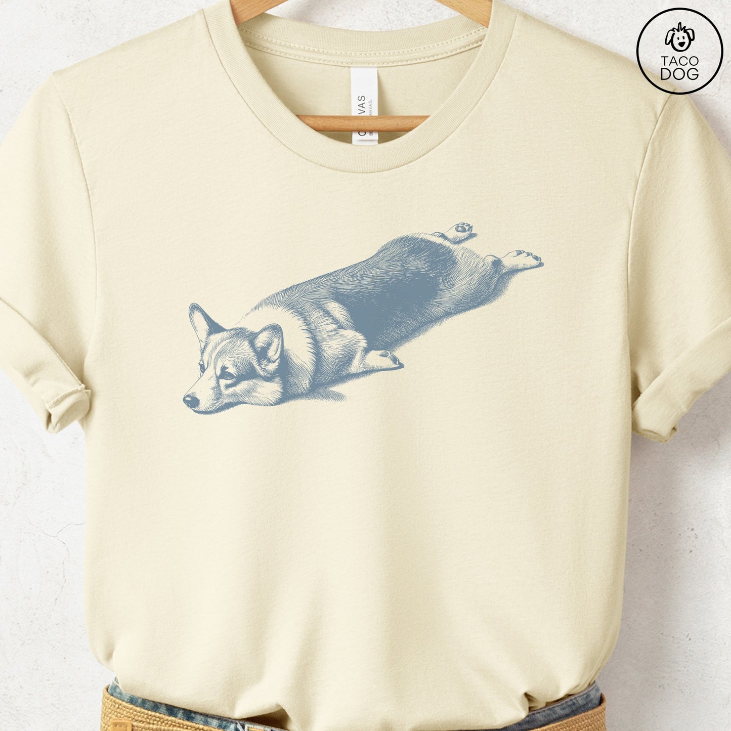 Corgi Sploot T-Shirt Natural