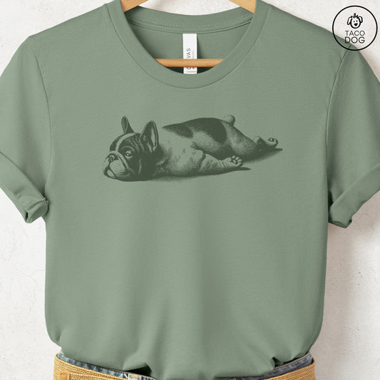 French Bulldog Frenchie Sploot T-Shirt Sage