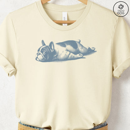 French Bulldog Frenchie Sploot T-Shirt Natural Taco-Dog